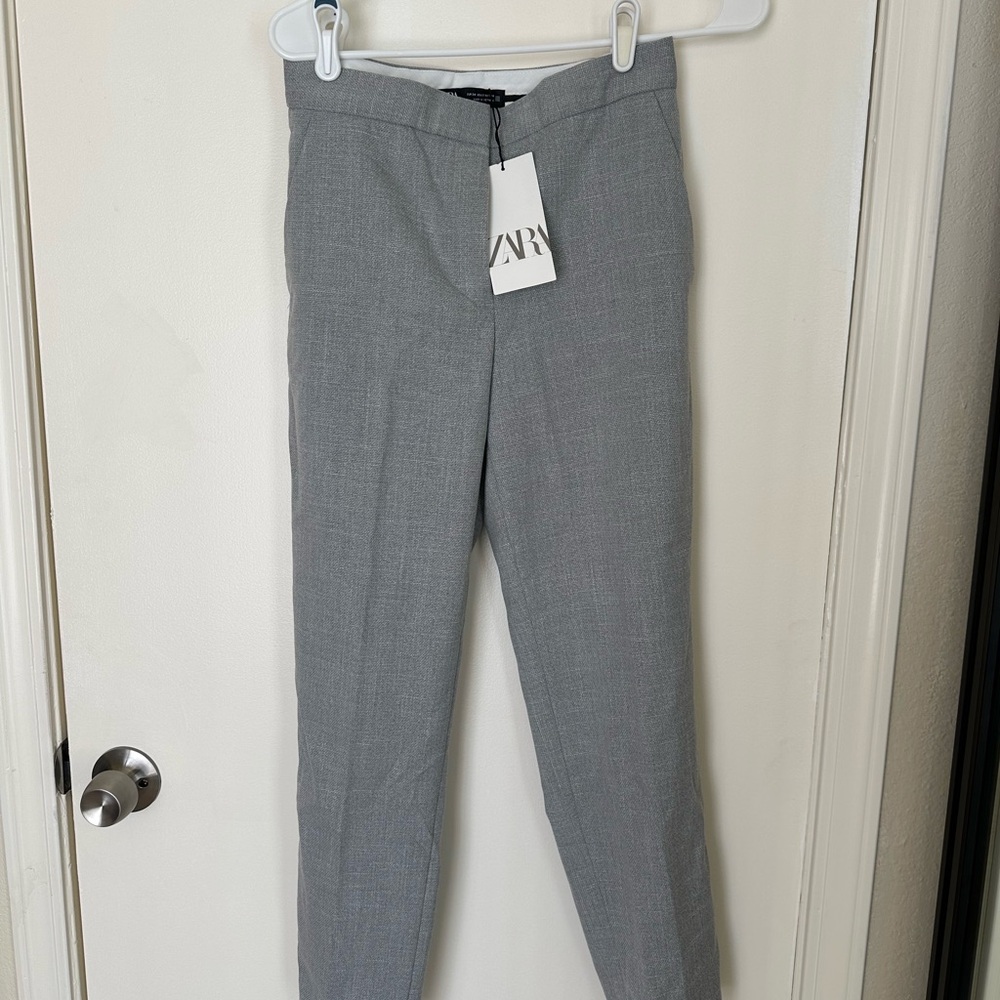 Zara Textured Gray Trousers